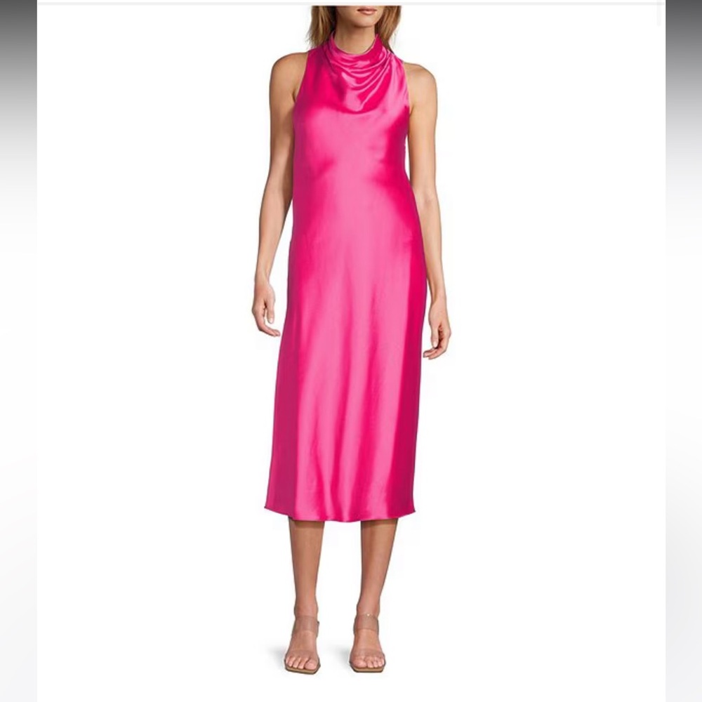NWT Antonio Melani Marine Satin Halter Neck Slip Dress
